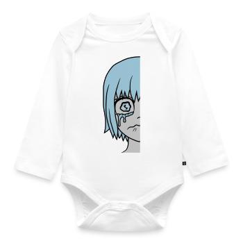 Half sad girl face - Organic Longsleeve Baby Bodysuit - white - Front