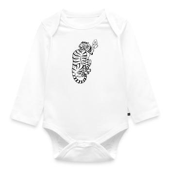 chinesischer Tiger Illustration - Baby Bio-Langarm-Body - Weiß - Vorne