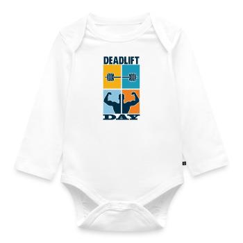 Fitnesstraining Langhantel-Powerlifter-Training - Baby Bio-Langarm-Body - Weiß - Vorne