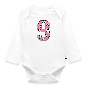 9 Anniversaire Football Rose - Body Bébé bio manches longues - blanc - Devant