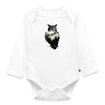 Eule Tier Eulen Vogel Küken Wald Natur - Baby Bio-Langarm-Body - Weiß - Vorne