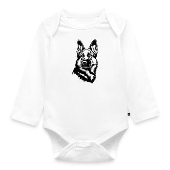 Schäferhund Hund Hundekopf - Baby Bio-Langarm-Body - Weiß - Vorne