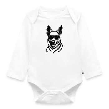 Schäferhund Hund Hundekopf - Baby Bio-Langarm-Body - Weiß - Vorne