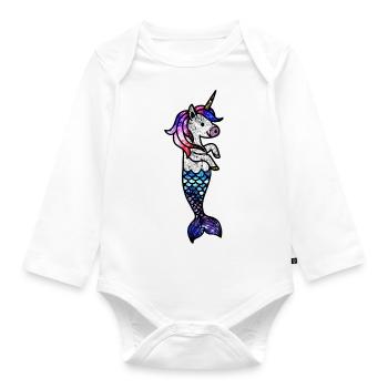 Cosmic Sea Unicorn - Organic Longsleeve Baby Bodysuit - white - Front