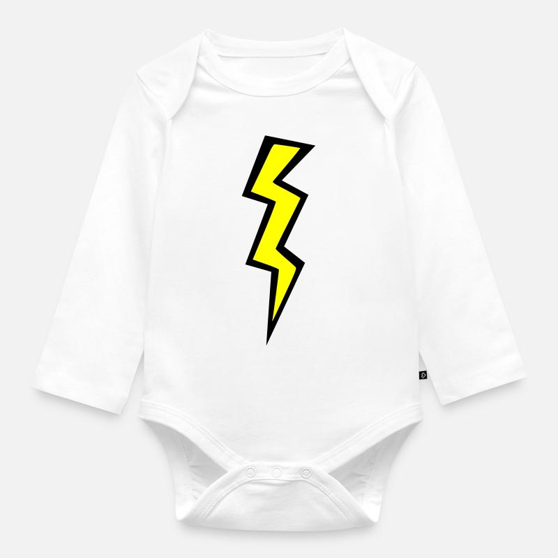 two colored lightning - Organic Longsleeve Baby Bodysuit - white