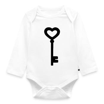 The heart key - Organic Longsleeve Baby Bodysuit - white - Front