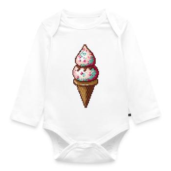 Glace pixel en pixel art - Body Bébé bio manches longues - blanc - Devant
