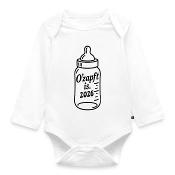 Baby Bottle Breastfeeding Drink O'zapft is 2026 - Organic Longsleeve Baby Bodysuit - white - Front