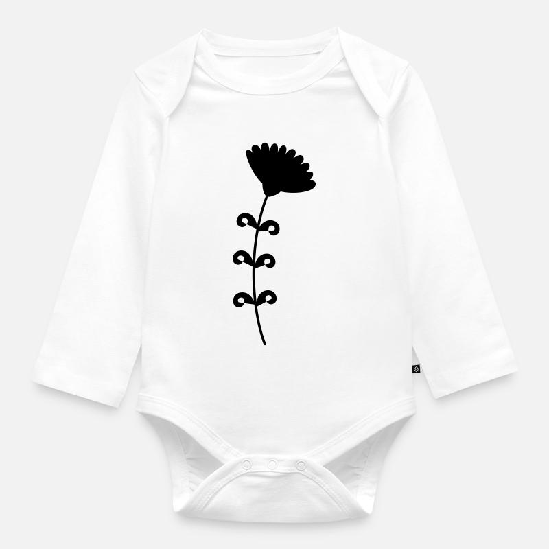 Fleur - Body Bébé bio manches longues - blanc