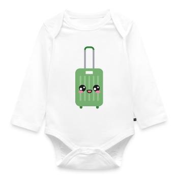 Luggage Suitcase Kawaii - Organic Longsleeve Baby Bodysuit - white - Front