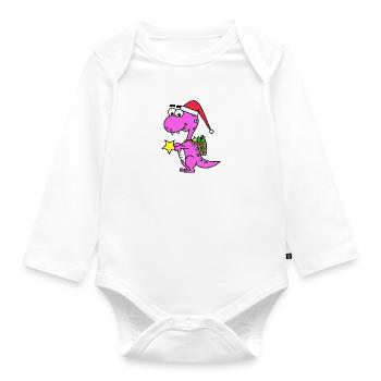 Dino Noël - Body Bébé bio manches longues - blanc - Devant