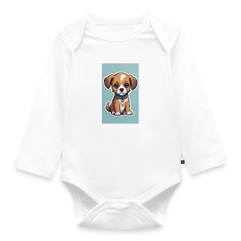Hundewelpen | Hunde | Welpen | Hundefan - Baby Bio-Langarm-Body - Weiß - Vorne