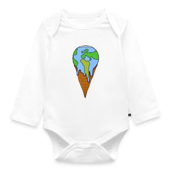 EarthCream Changement climatique - Body Bébé bio manches longues - blanc - Devant