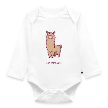 Llama - I'm fabulous - Organic Longsleeve Baby Bodysuit - white - Front