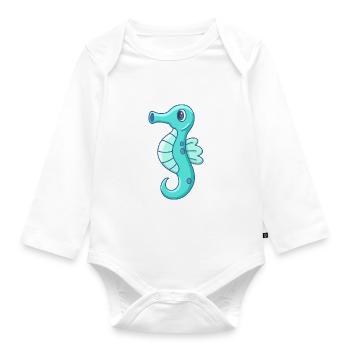 Niedliches kleines Seepferdchen - Baby Bio-Langarm-Body - Weiß - Vorne