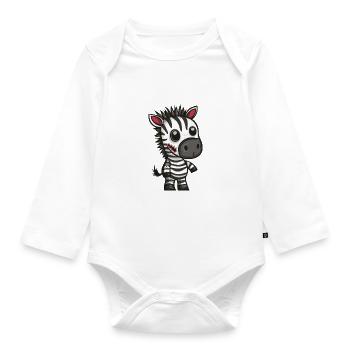 Zebra Halloween Funny Zombie - Organic Longsleeve Baby Bodysuit - white - Front