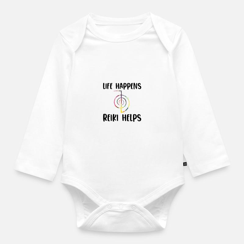 Reiki - Body Bébé bio manches longues - blanc