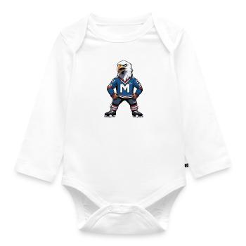 Proud eagle with letter M - Organic Longsleeve Baby Bodysuit - white - Front