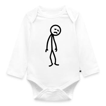 Sad unfortunate stick figure depressed - Organic Longsleeve Baby Bodysuit - white - Front