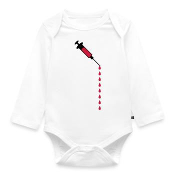 Syringe blood drops weight loss medicine - Organic Longsleeve Baby Bodysuit - white - Front