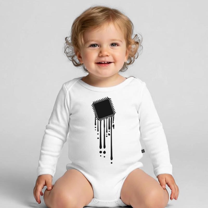 processor melt drops graffiti cpu computer Organic Longsleeve Baby Bodysuit