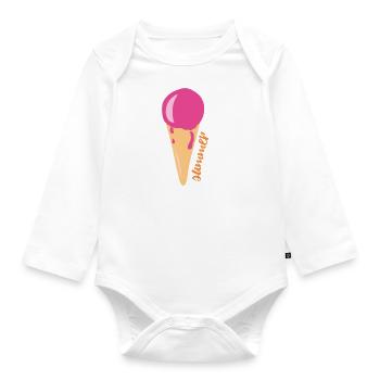Ice cream with waffle buzzer - Organic Longsleeve Baby Bodysuit - white - Front
