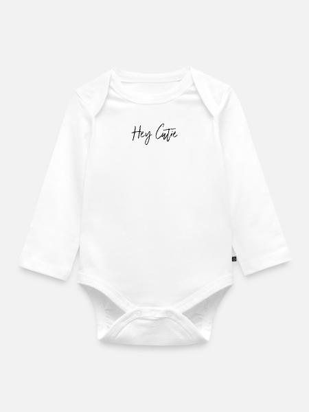Hey Cutie - Baby Bio-Langarm-Body - Weiß