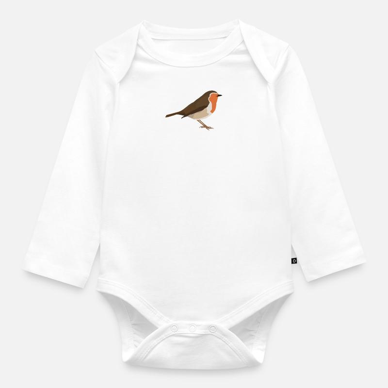 robin - Organic Longsleeve Baby Bodysuit - white