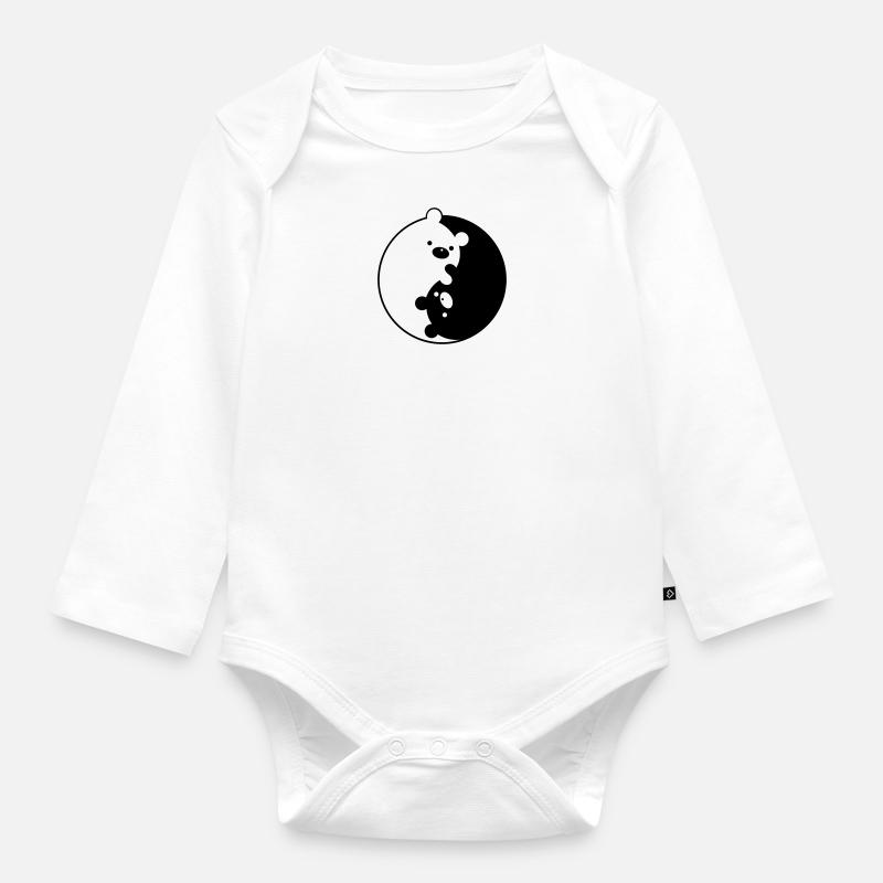 Yin Yang Bears - Baby Bio-Langarm-Body - Weiß