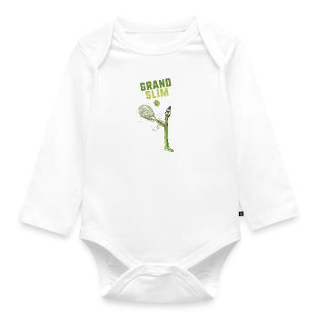 grand slim,grand,slam,tennis,spargel,comic - Baby Bio-Langarm-Body - Weiß - Vorne