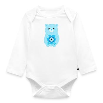 Ours de protection des mauvais yeux - Body Bébé bio manches longues - blanc - Devant