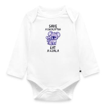 Save a eucalyptus, eat a koala. - Organic Longsleeve Baby Bodysuit - white - Front