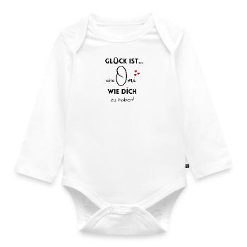 Glück ist, eine Omi wie Dich zu haben - Baby Bio-Langarm-Body - Weiß - Vorne