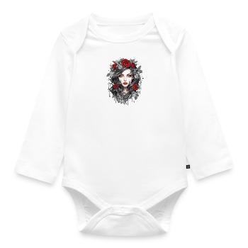 Gothic Rose Queen Illustration Graphic Beauty - Organic Longsleeve Baby Bodysuit - white - Front