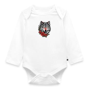 Tierwelt Gothic Rose Illustration Grafikdesign - Baby Bio-Langarm-Body - Weiß - Vorne