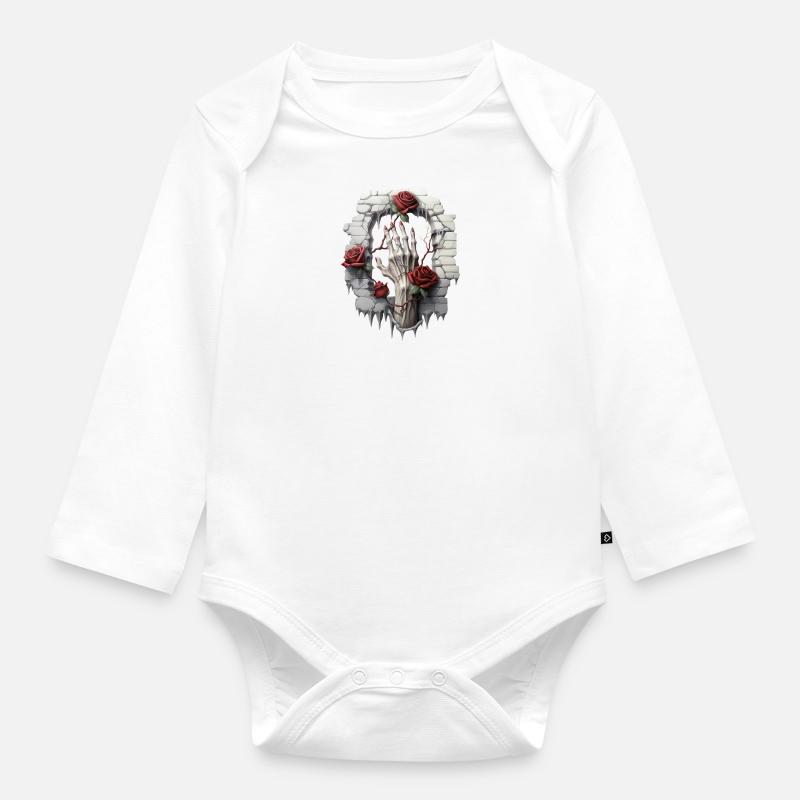 Rosen und Illustrationen: Eine Gothic-Sammlung - Baby Bio-Langarm-Body - Weiß