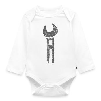 Wrench / GREY - Organic Longsleeve Baby Bodysuit - white - Front