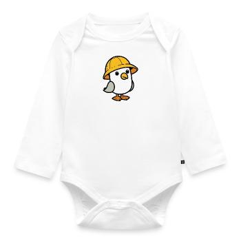 North Sea Moin Weather Seagull Yellow Rain Hat Hat Rain - Organic Longsleeve Baby Bodysuit - white - Front