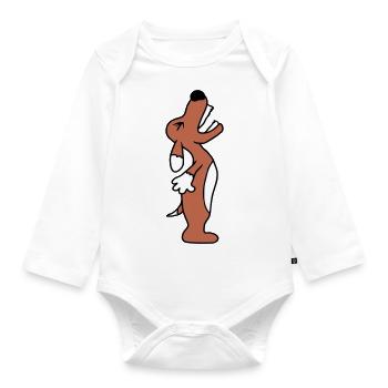 Dog angrily yelling upwards barking loudly yapping - Organic Longsleeve Baby Bodysuit - white - Front