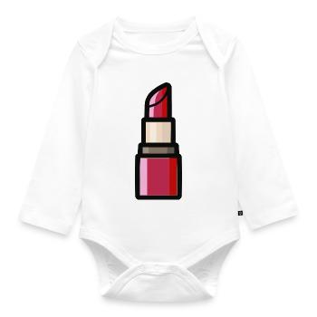 Lippenstift Illustration - Baby Bio-Langarm-Body - Weiß - Vorne