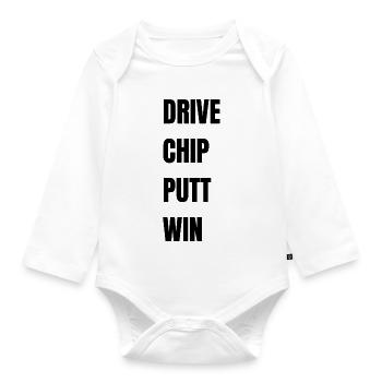 Golf Drive Chip Putt Win - Baby Bio-Langarm-Body - Weiß - Vorne