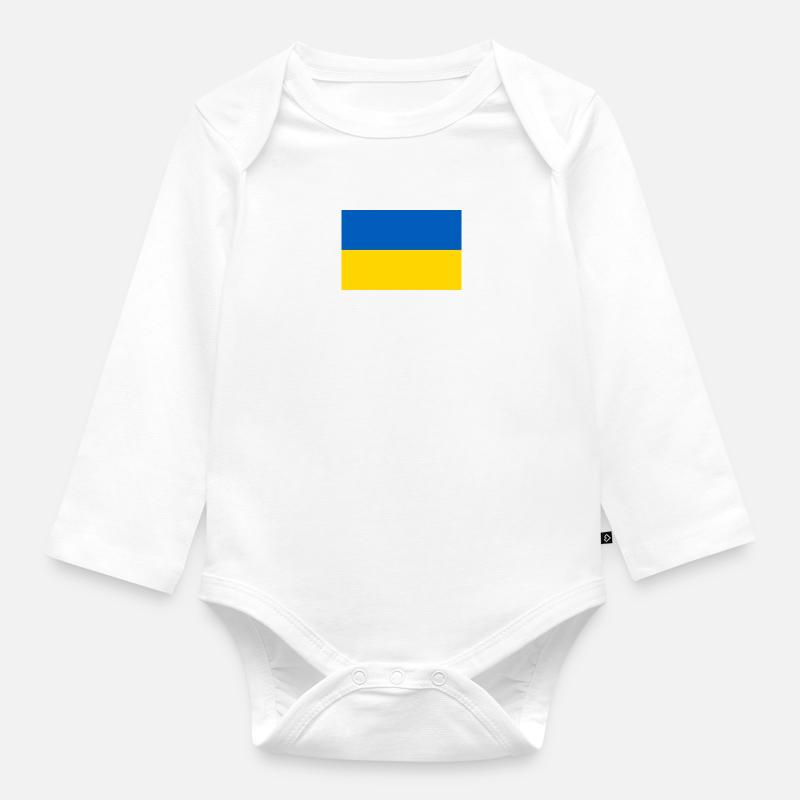 Drapeau de l’Ukraine - Body Bébé bio manches longues - blanc