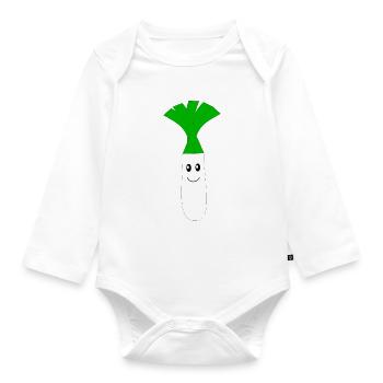 Poireaux Kawaii Fruits Kawaii Légumes Kawaii - Body Bébé bio manches longues - blanc - Devant