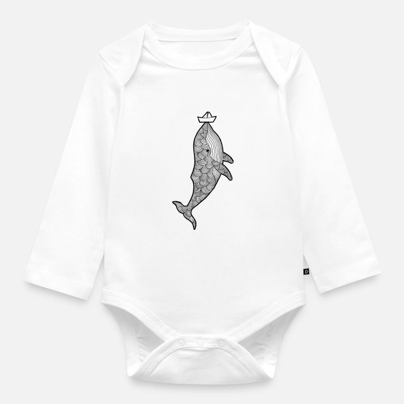 Wal Schiff - Baby Bio-Langarm-Body - Weiß