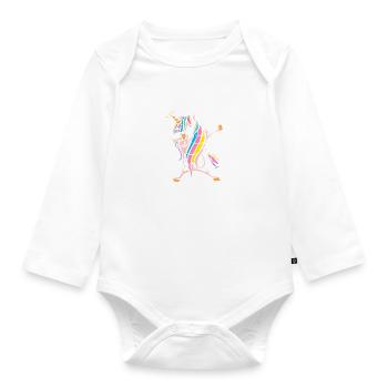 Dab Dance Unicorn Dabbing Dancing Dance Music - Organic Longsleeve Baby Bodysuit - white - Front