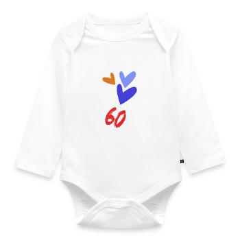 60. 60 YEARS. 60TH ANNIVERSARY. BIRTHDAY 60 YEARS. - Organic Longsleeve Baby Bodysuit - white - Front