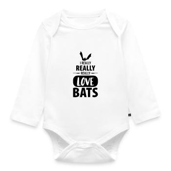 Bat Bats - Organic Longsleeve Baby Bodysuit - white - Front