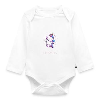 Mir egal ich bin ein Einhorn – Spruch Unicorn - Baby Bio-Langarm-Body - Weiß - Vorne