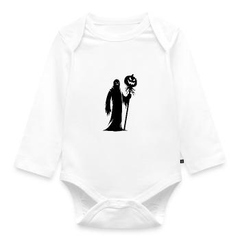Unheimlicher Zauber Halloween Kürbis - Baby Bio-Langarm-Body - Weiß - Vorne