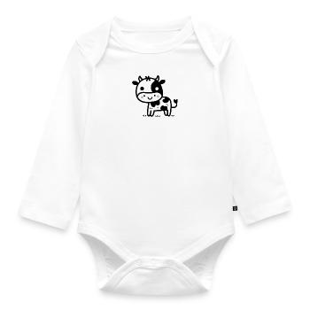 Entzückendes Kawaii Kuh Design - Niedliche Farm Tierkunst - Baby Bio-Langarm-Body - Weiß - Vorne